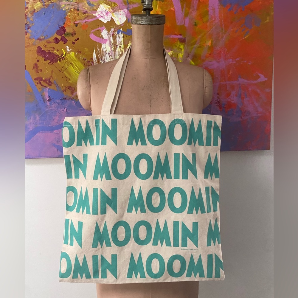 MOOMIN logo big canvas tote bag turquoise